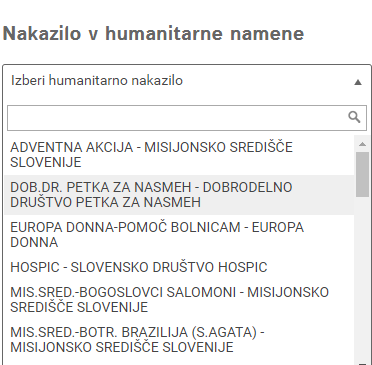 Nakazilo v humanitarne namene preko spletne banke